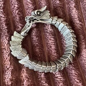 Silver Dragon Reptile Bracelet, gothic, semi-heavy